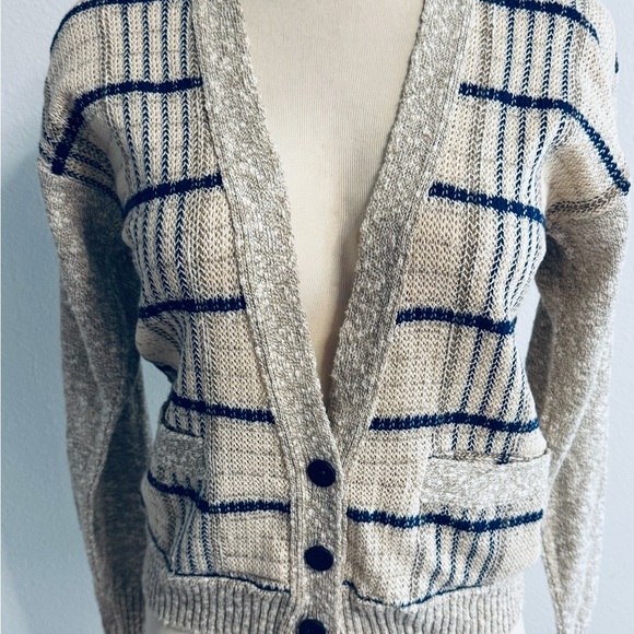 Pendleton Sweaters - Pendleton Beige and Navy Women's Cardigan